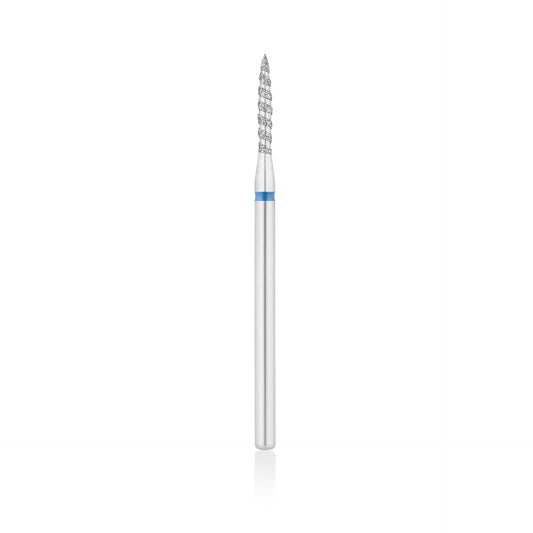 Diamant-Fräser Bit Flammen Form TORNADO scharf L- 12,0 mm., Ø2,1 mm Rot / Blau – Produktansicht