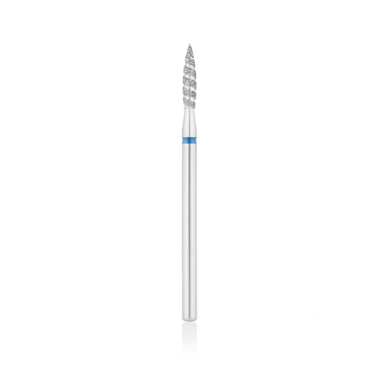 Diamant-Fräser Bit Flammen Form TORNADO scharf L- 12,0 mm., Ø2,3 mm Rot / Blau – Produktansicht