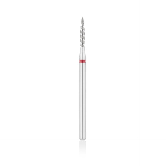 Diamant-Fräser Bit Flammen Form TORNADO scharf L- 12,0 mm., Ø1,8 mm Rot / Blau – HEAD