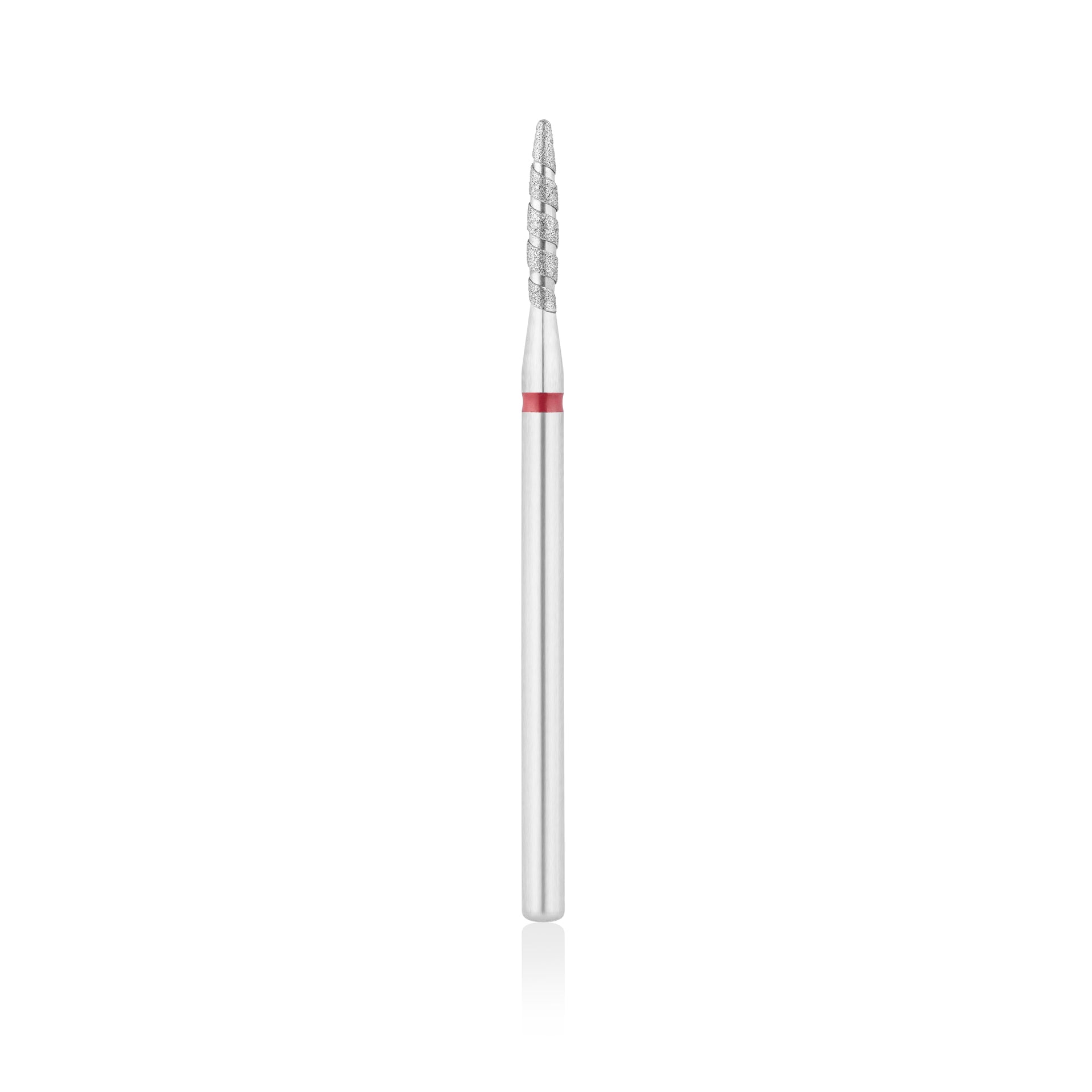Diamant-Fräser Bit Flammen Form TORNADO safe L- 12,0 mm., Ø1,8 mm Rot / Blau – HEAD