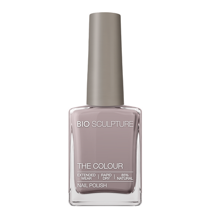 Athena Nail Polish – Bio Sculpture Produktflasche; Farbton ein gedecktes Violettgrau mit weichem, pudrigem Unterton