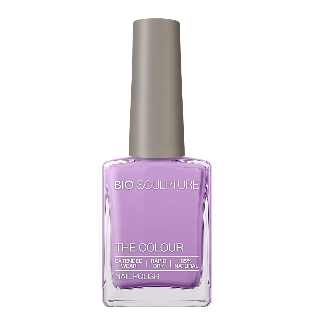 Becca Nail Polish – Bio Sculpture Produktflasche; Farbton ein weiches Pastellrosa mit zartem Flieder-Violett-Unterton