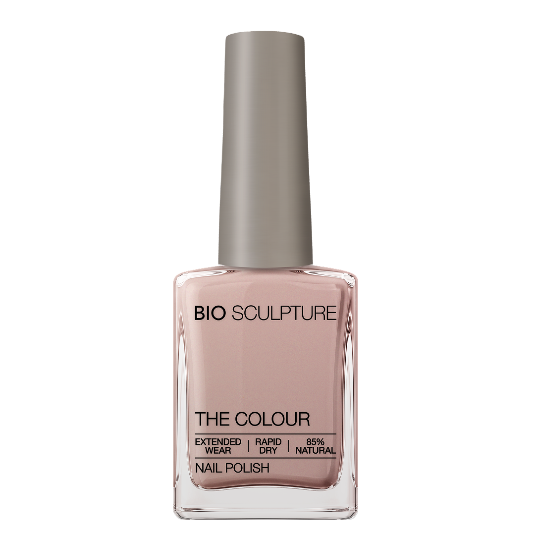 Classic Jacquard Nail Polish – Bio Sculpture Produktflasche; Farbton ein weiches Rosé-Taupe-Nude mit gedecktem pinkfarbenem Unterton