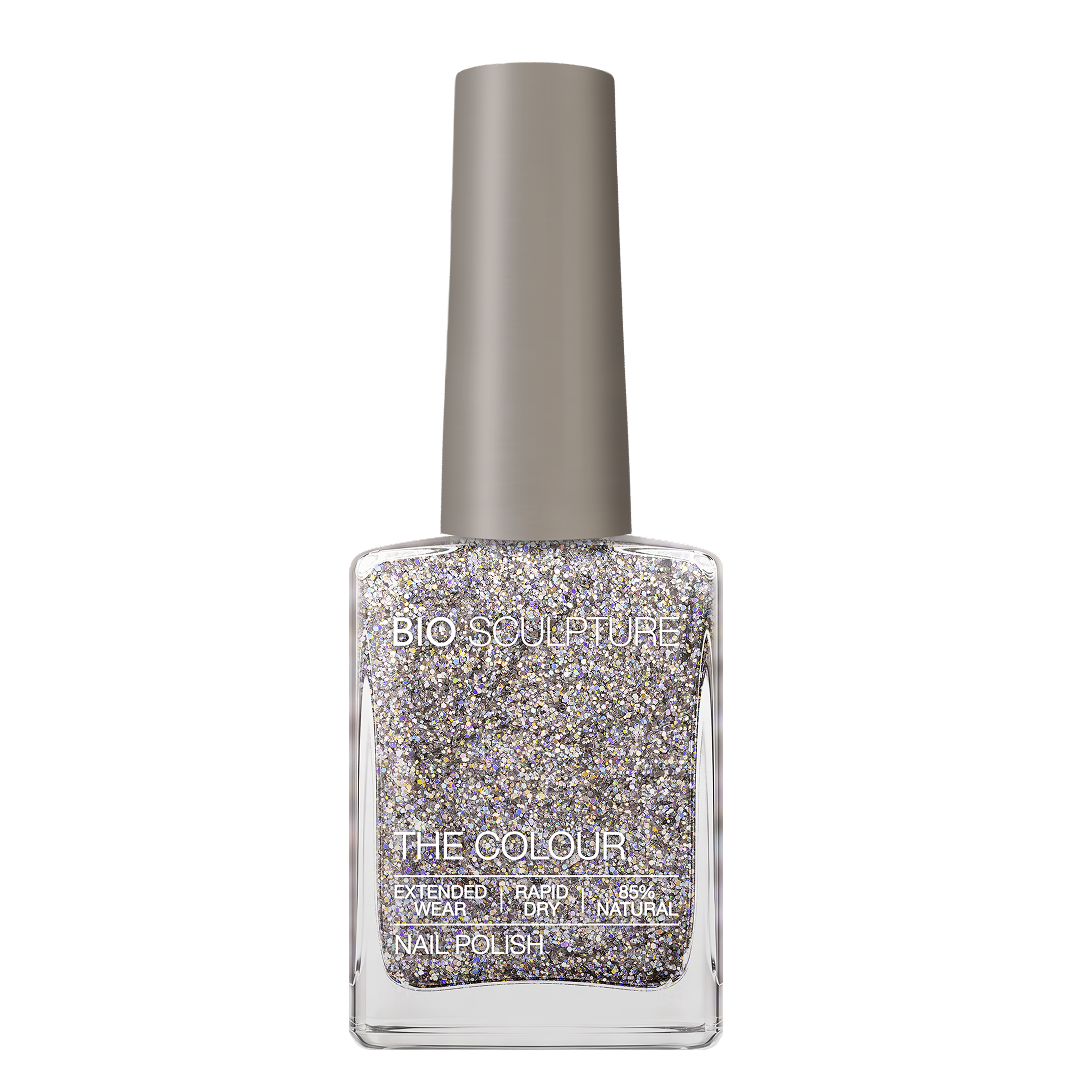 Popping Petals Nail Polish – Bio Sculpture Produktflasche; Farbton ein feiner mehrfarbiger Glitter mit zarten Pastellpartikeln
