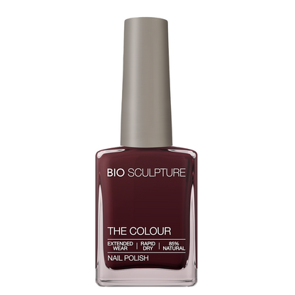 Port Wine Nail Polish – Bio Sculpture Produktflasche; Farbton ein tiefes Weinrot