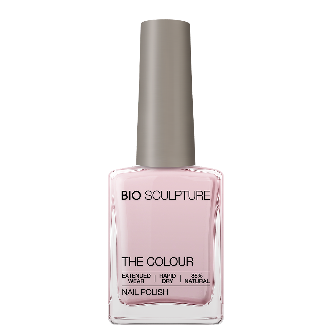 Rosé Nail Polish – Bio Sculpture Produktflasche; Farbton ein weiches, transparentes Rosa