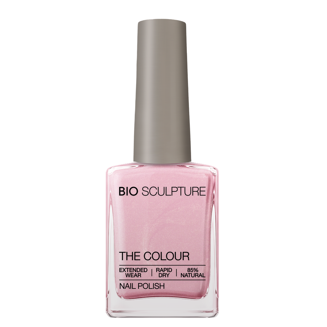 Tania Nail Polish – Bio Sculpture Produktflasche; Farbton ein weiches Rosa mit zartem, dezentem Schimmer