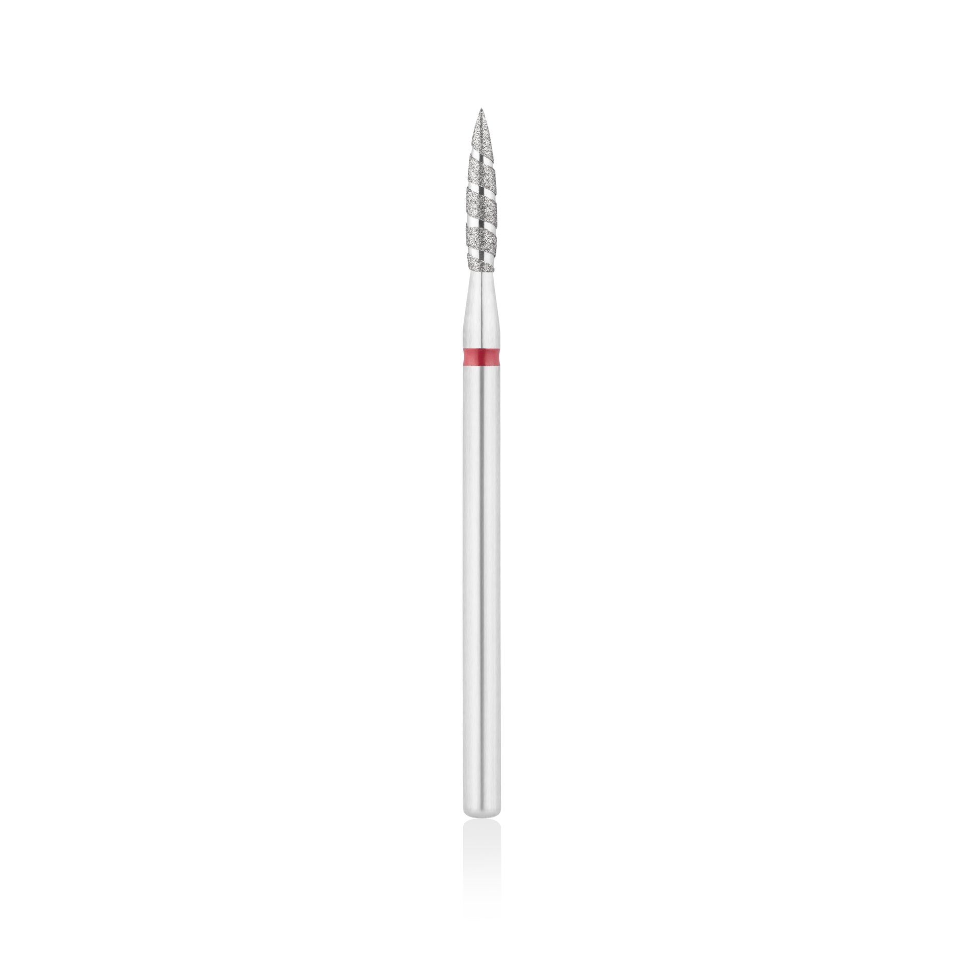 Diamant-Fräser Bit Flammen Form TORNADO scharf L- 12,0 mm., Ø2,1 mm Rot / Blau – HEAD