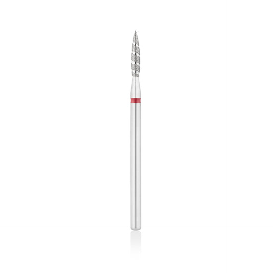 Diamant-Fräser Bit Flammen Form TORNADO scharf L- 12,0 mm., Ø2,1 mm Rot / Blau – HEAD