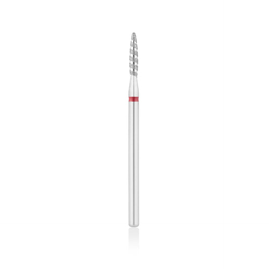 Diamant-Fräser Bit Flammen Form TORNADO safe L- 12,0 mm., Ø2,1 mm Rot / Blau – HEAD