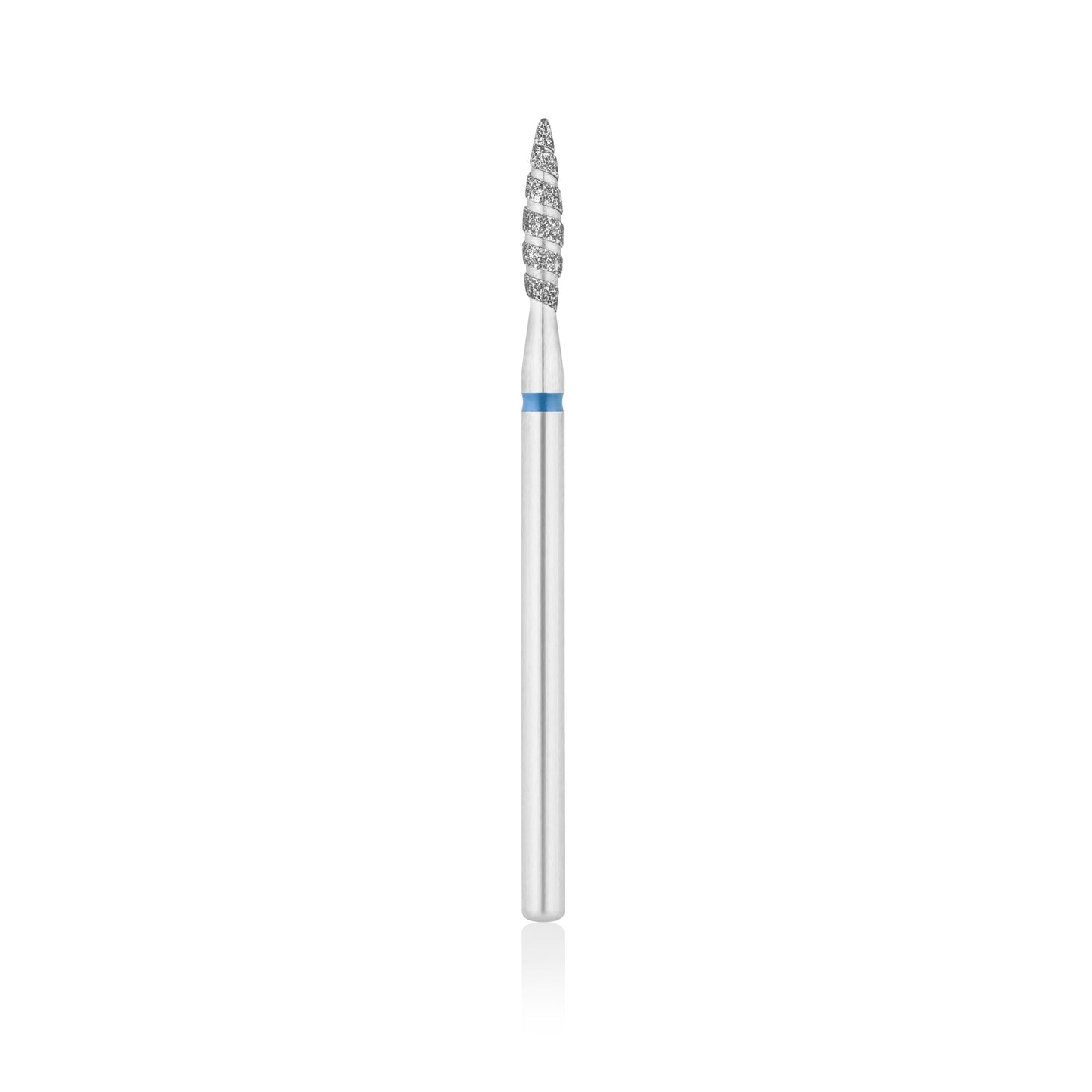 Diamant-Fräser Bit Flammen Form TORNADO safe L- 12,0 mm., Ø2,1 mm Rot / Blau – Produktansicht