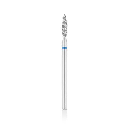 Diamant-Fräser Bit Flammen Form TORNADO safe L- 12,0 mm., Ø2,1 mm Rot / Blau – Produktansicht