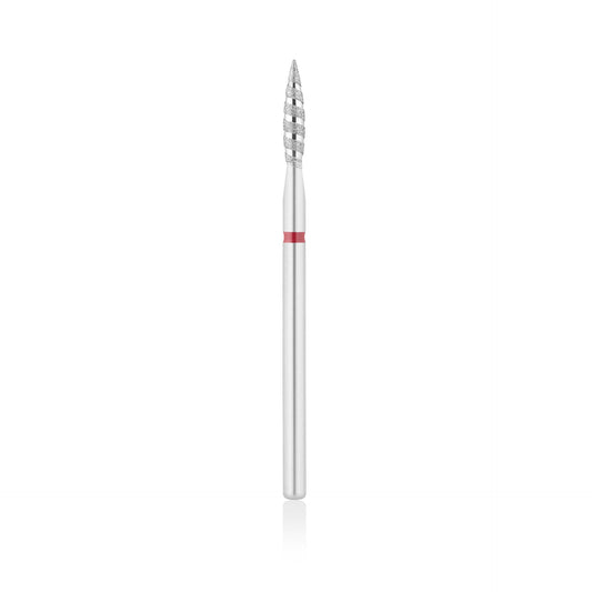 Diamant-Fräser Bit Flammen Form TORNADO scharf L- 12,0 mm., Ø2,3 mm Rot / Blau – HEAD