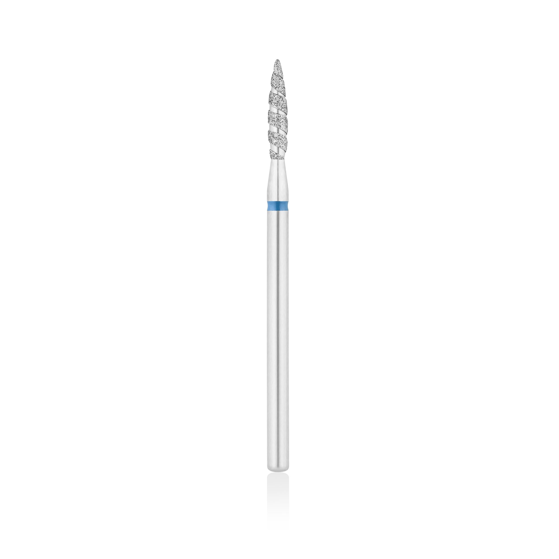 Diamant-Fräser Bit Flammen Form TORNADO safe L- 12,0 mm., Ø2,3 mm Rot / Blau – HEAD