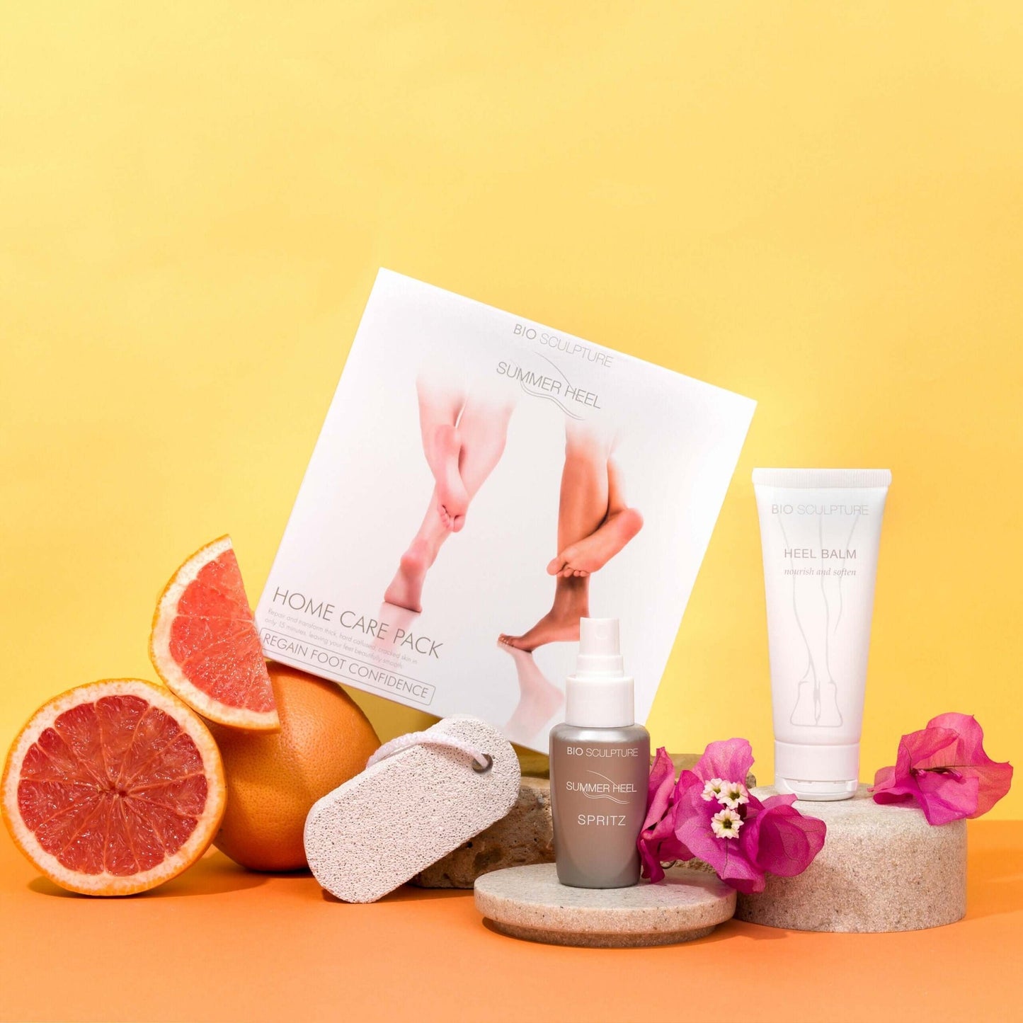 Summer Heel Home Care Kit - SPA SPA Die perfekte Lösung für die sichere Hornhaut entfernen zu Hause• Bimsstein• Summer Heel Spritz• Heel Balm Bio Sculpture
